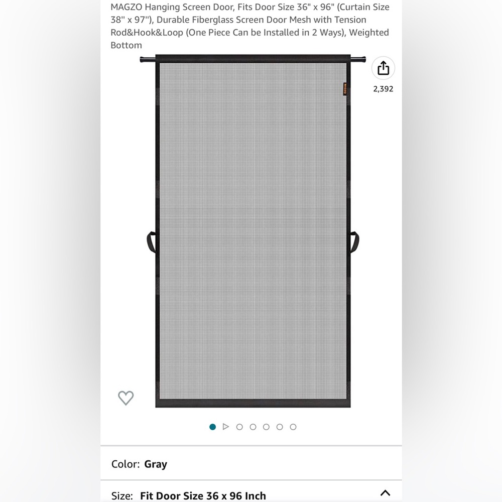 Magzo hanging screen door with retractable tension rod